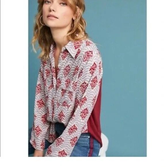 2 FOR $15 | Porridge By Anthropologie Long Sleeve Lightweight Boho Shirt XS - Picture 1 of 5